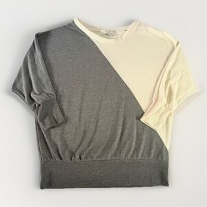 French Laundry Colorblock Knit Sweater Women's 18/20 Gray Cream